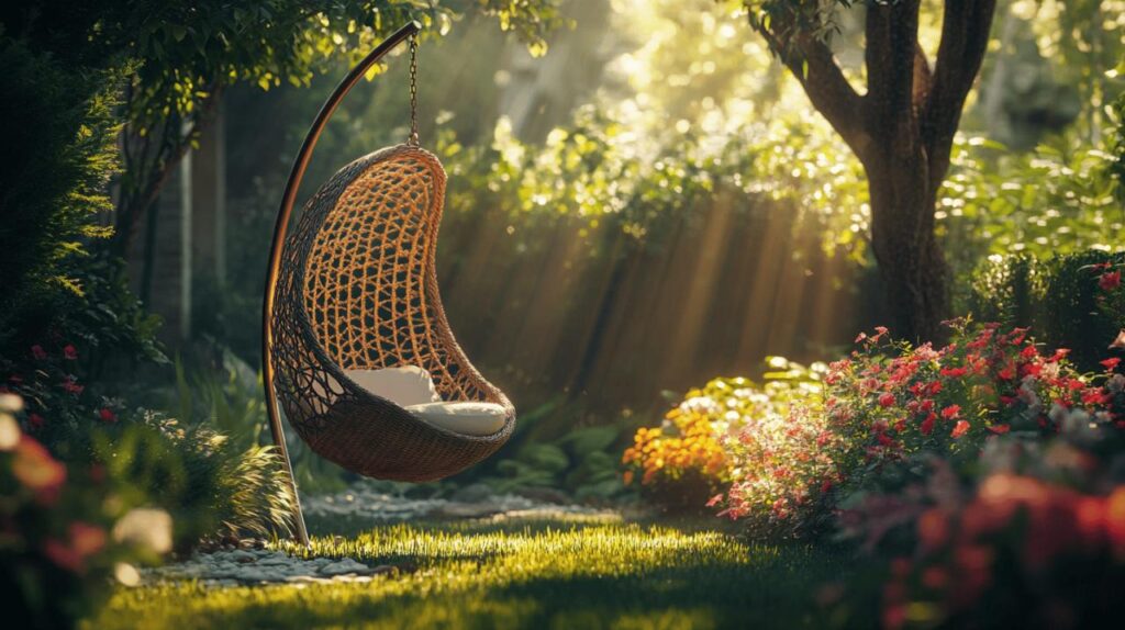 Un fauteuil de jardin suspendu pour oublier le stress : quels coussins choisir ?